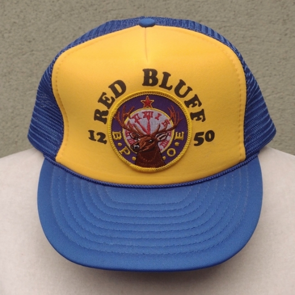 Vintage Otto Foam Blue Yellow Mesh Snap Back Cap Red Bluff 1250